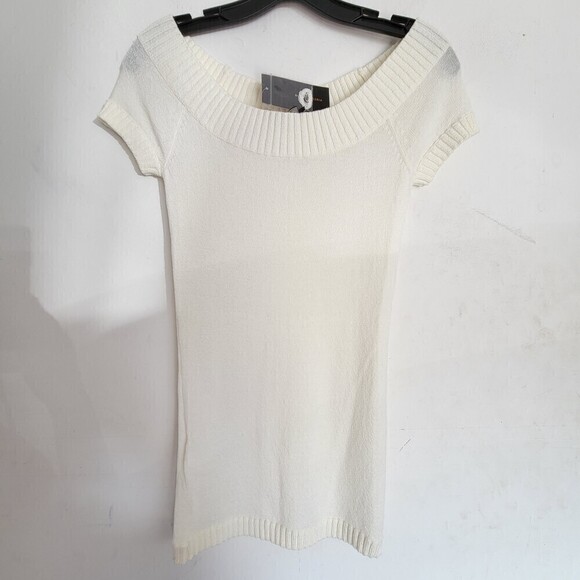 NEW BCBG Maxazria Ivory Cream White Jersey Knit Cap Sleeve Top Size XS - Picture 10 of 10